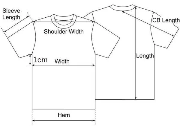 Size Chart : United Athle 1100-01 6.5oz Fine Jersey T-Shirt