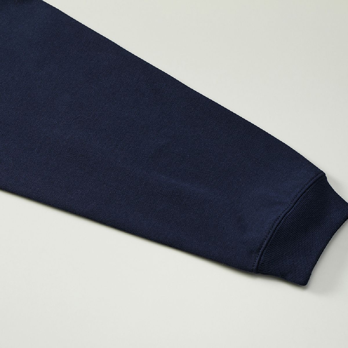 The cuffs are rib specifications, the seam line is a robust double stitch